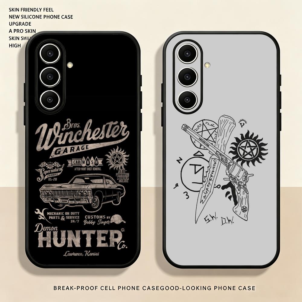 Samsung Galaxy S24 - Coque de téléphone Supernatural, noire, souple,